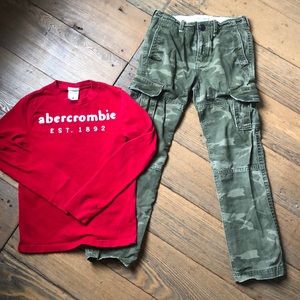 Abercrombie Kids Bundle camo cargo pants + L/S top